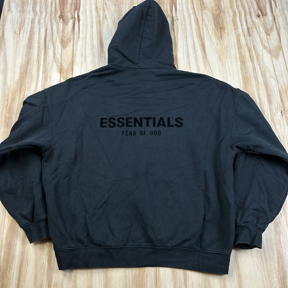 Essentials Fear Of God Mens XL Black Hoodie FOG Streetwear Pullover Flaw